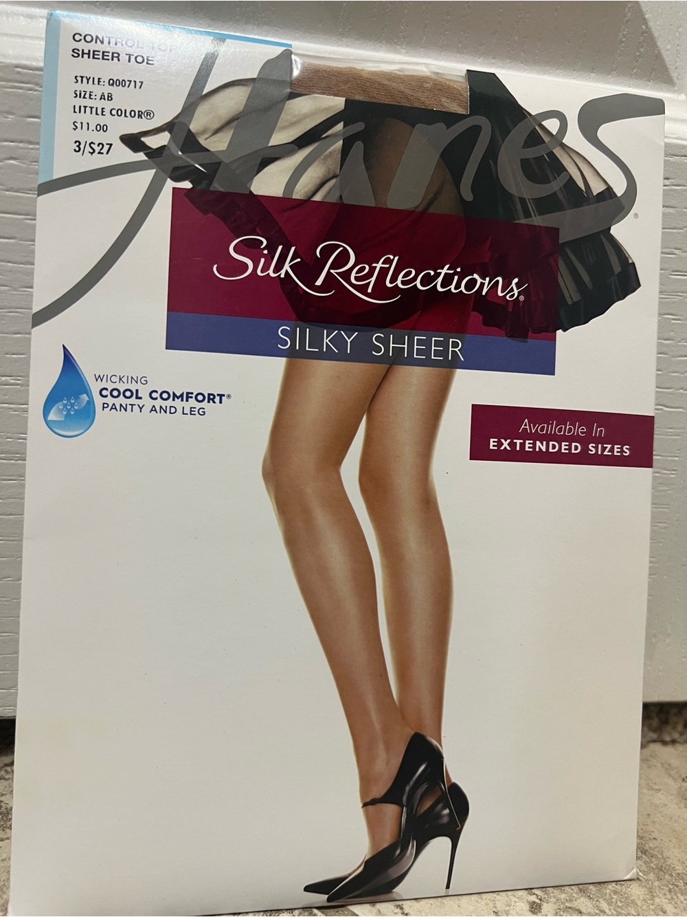 Hanes Silk Reflections Silky Sheer Top Control Little Color Pantyhose Size AB